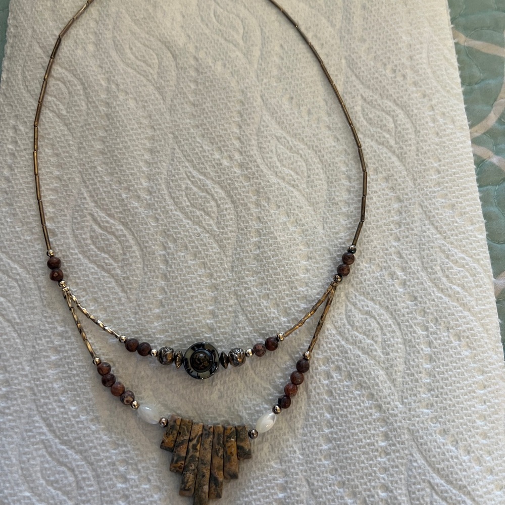 Chic Gold and Brown Layered Necklace